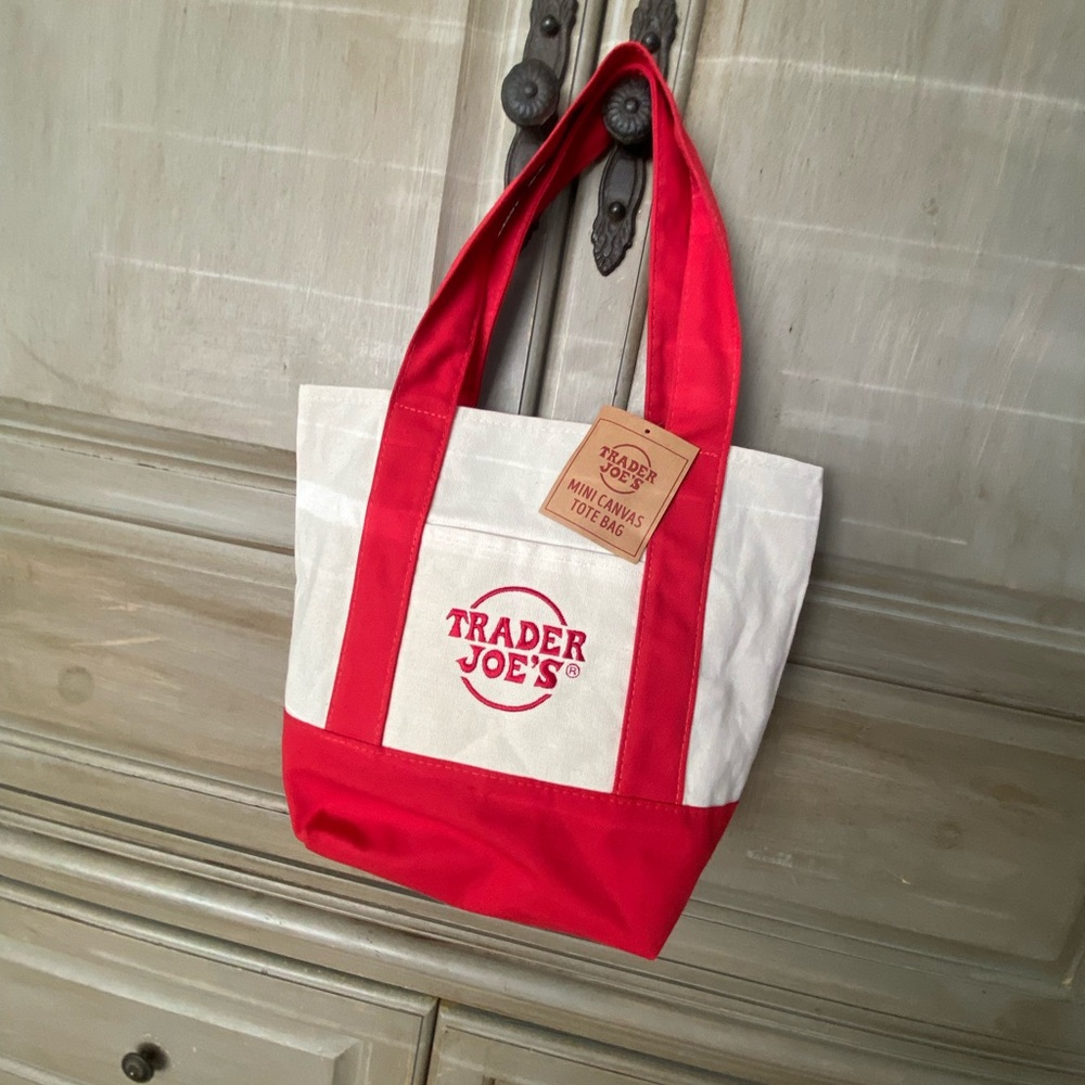Trader Joe's Red & White Mini Canvas Tote